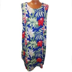 Hibiscus Collection Hawaii Hawaiian Dress Sz O/S Blue Tropical Floral Cover-up